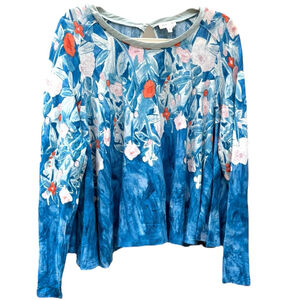 Anthropologie Meadow Rue Linen Fields Swing Blouse Shirt Top Medium Floral Flowy